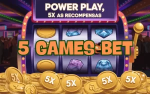 on image text '5 Games Bet: Power Play, 5x as Recompensas'